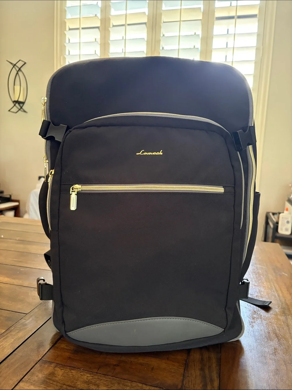 Lannuki Black Multi-Compartment Travel Backpack